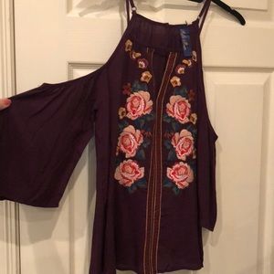 Purple off the shoulder blouse